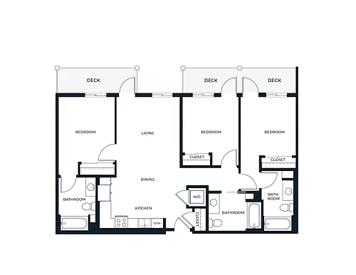 Floor plan Three Bedroom D1