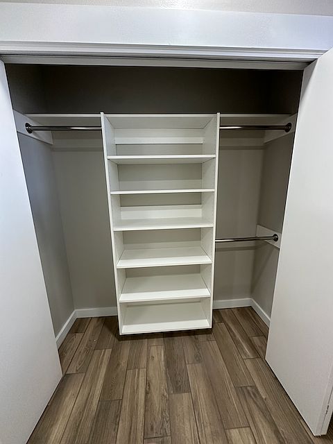 Bedroom Closet with built-in shelving