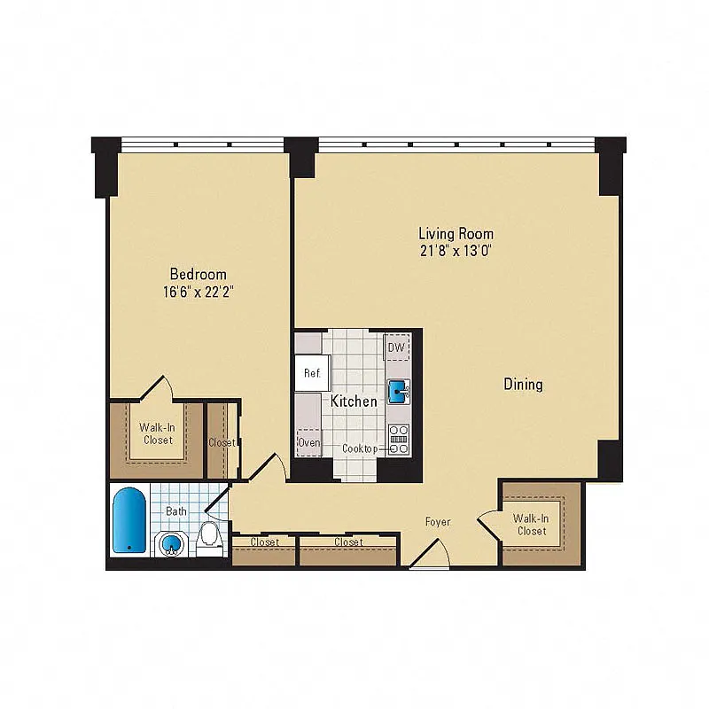Floor plan 1 Bed - 1 Bath | A15 Premium