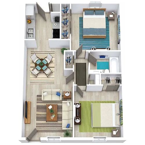 Floor plan 2 Bed 1 Bath 800