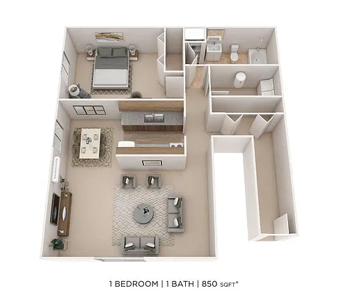 Floor plan One Bedroom - 850 sqft