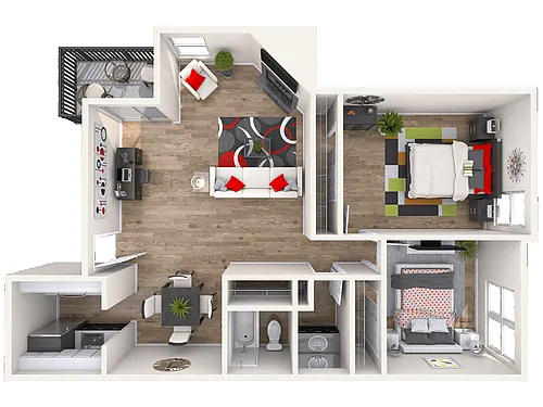 Floor plan B1: 2 Bed 1 Bath