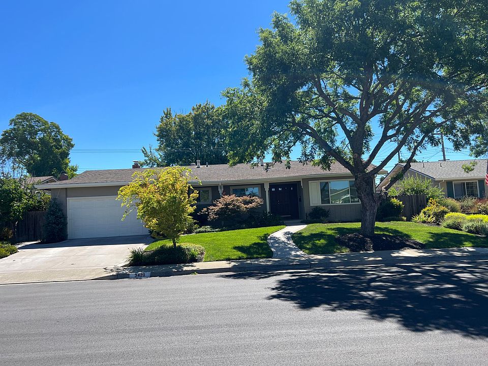 Front of the house on a quiet court.