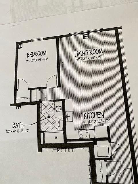 Floor plan of unit 316. Google Treetops in Lebanon NH for information about the development and photos of models (the one-bedroom model has the same layout as unit 316).