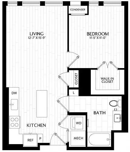 Floor plan 1 Bed/1 Bath-A4M2
