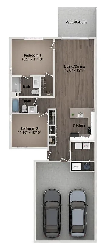 Floor plan 2 Bed 2 Bath 2 Car Garage