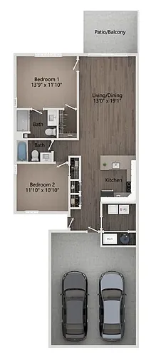 Floor plan 2 Bed 2 Bath 2 Car Garage