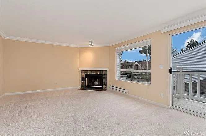 South facing large living room with fireplace