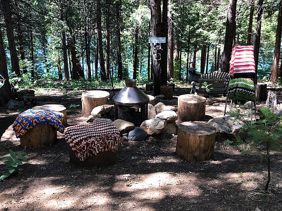 fire pit with lake view