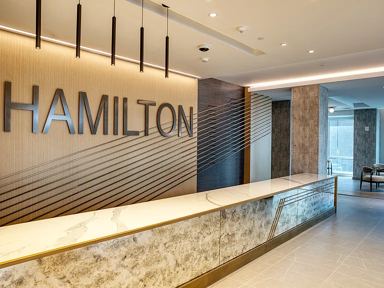 Welcome to Hamilton Crossing Apartments, where modern design meets luxury living. Enjoy our sleek lobby with stunning finishes, providing a perfect blend of elegance and comfort. Make your next move todayschedule a tour now!