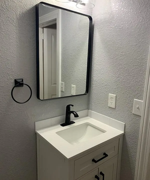 Full Bathroom with shower (no tub). Everything is new. You are the first to live in it.