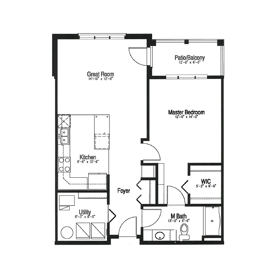 Floor plan 1 Bed/ 1 Bath