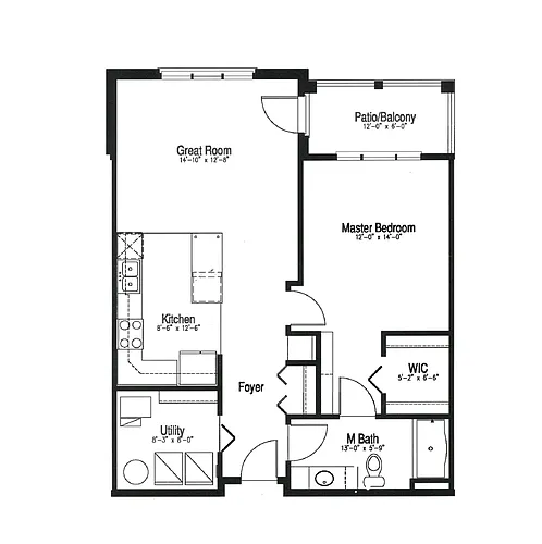 Floor plan 1 Bed/ 1 Bath