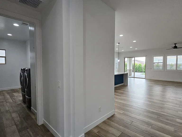 Open concept living with wide halls and doorways