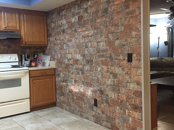 Kitchen tiled brick wall 