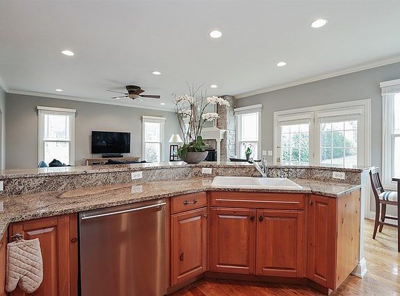 Open kitchen family room and eating area