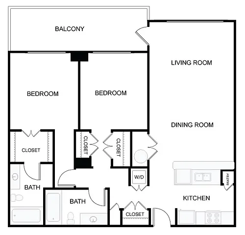 Floor plan 2 Bed/2 Bath-2j