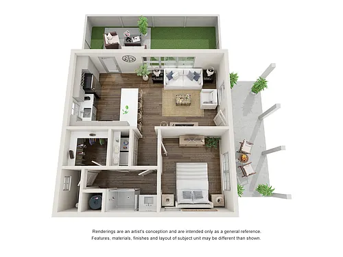 Floor plan 1 Bed Aspen Cottage - ADA