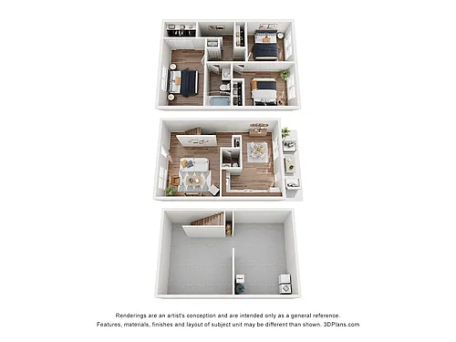 Floor plan 3 Beds TownHome with Washer Dryer