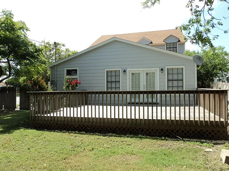 The backyard deck is made if Ipe, a strong Brazilian hardwood resistant to warping and wear.