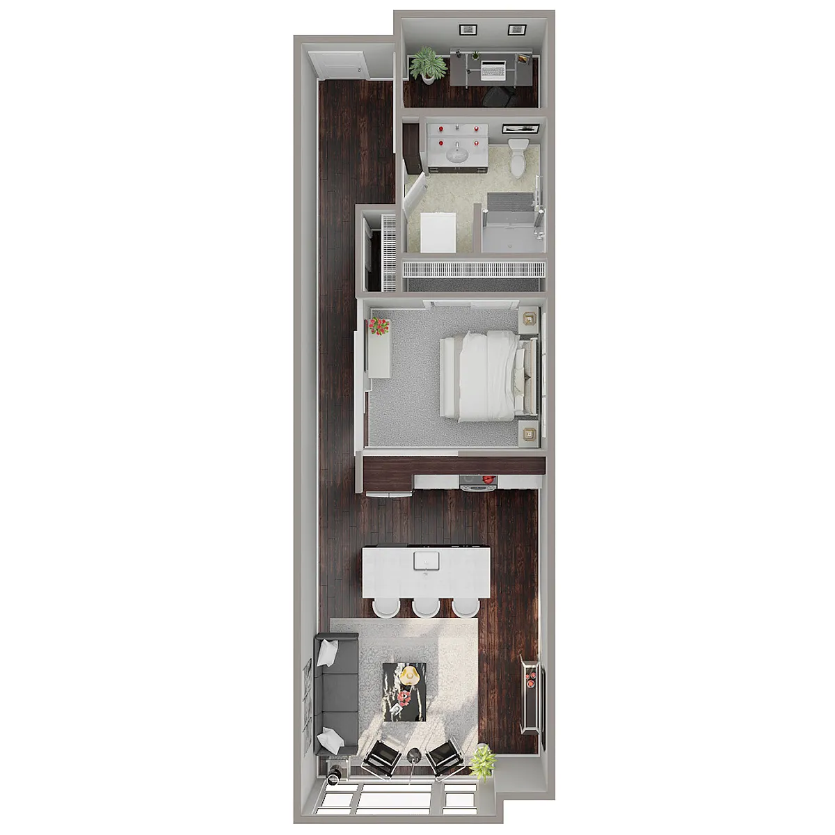 Floor plan 1 Bed/1 Bath Den Open - O