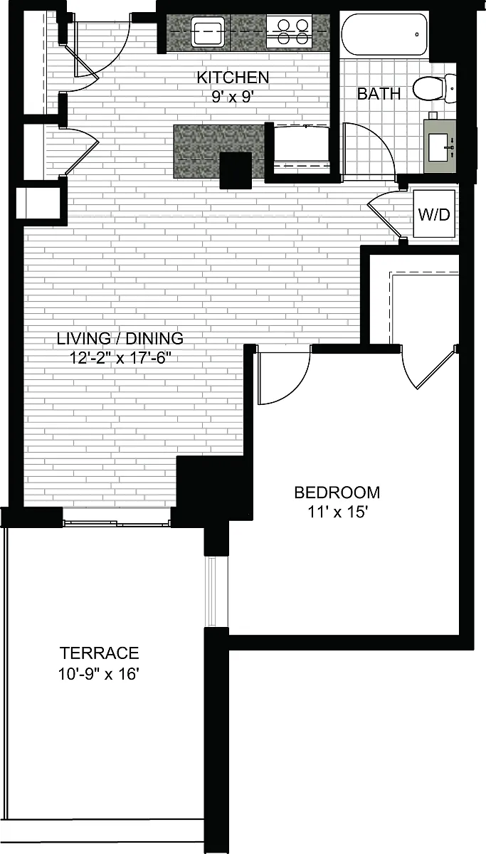 Floor plan 1 Bedroom K