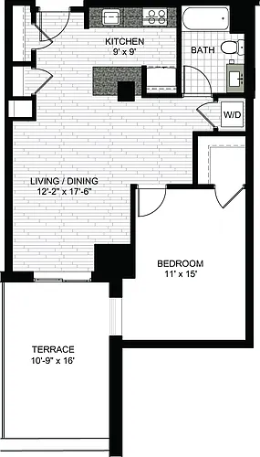 Floor plan 1 Bedroom K