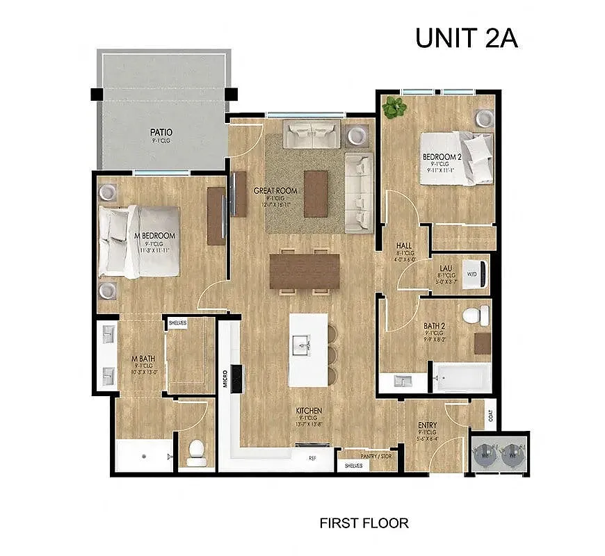 Floor plan 2BD, 2BTH A