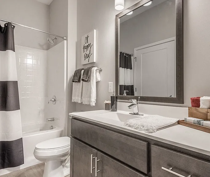 Our modern bathrooms feature sleek finishes and ample storage to make your daily routine comfortable and efficient.