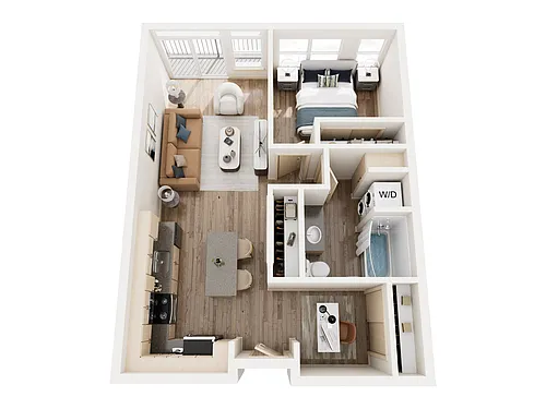 Floor plan One Bedroom, Den 737 - 787