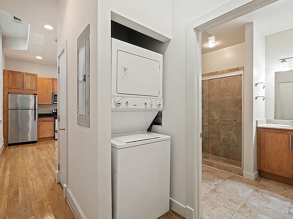 Full size washer/dryer & Bathroom