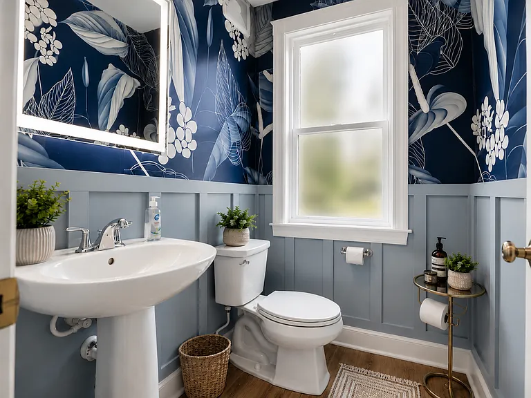 powder room main level (photo virtually staged)