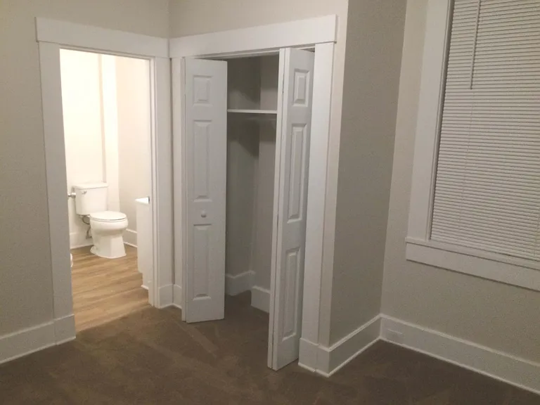 Closet and bathroom off study/bedroom on lower floor.