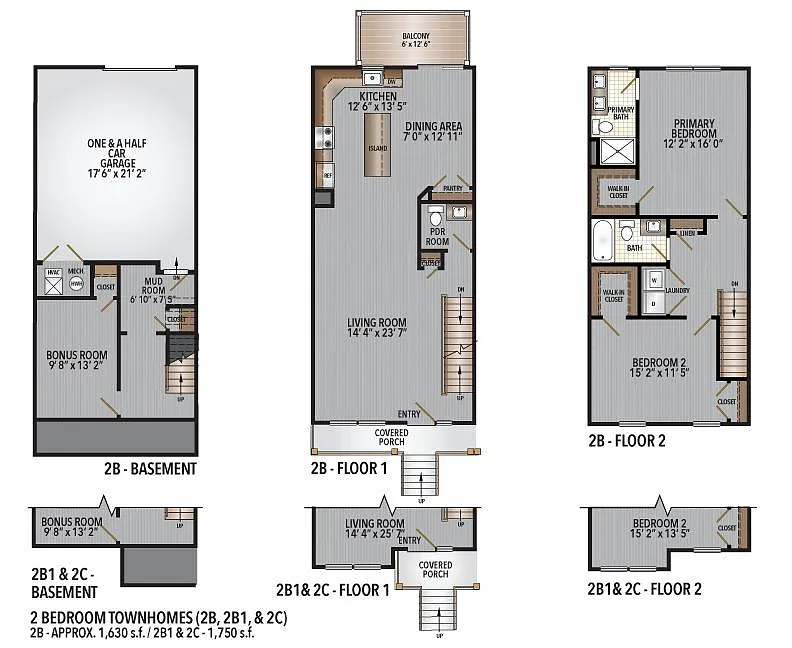 Floor plan 2 Bedroom Luxury Townhome