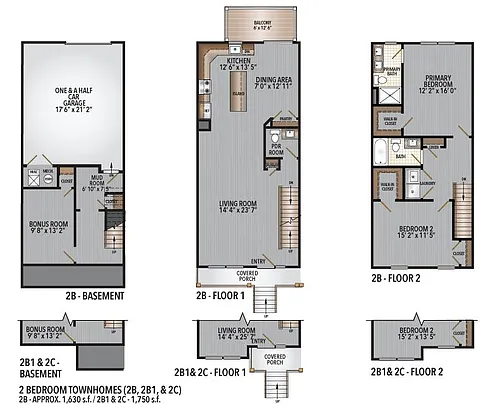 Floor plan 2 Bedroom Luxury Townhome