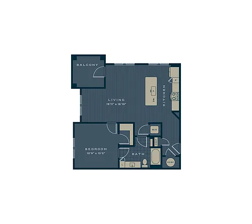 Floor plan The Kemp | 1 Bed | 1 Bath | Signature