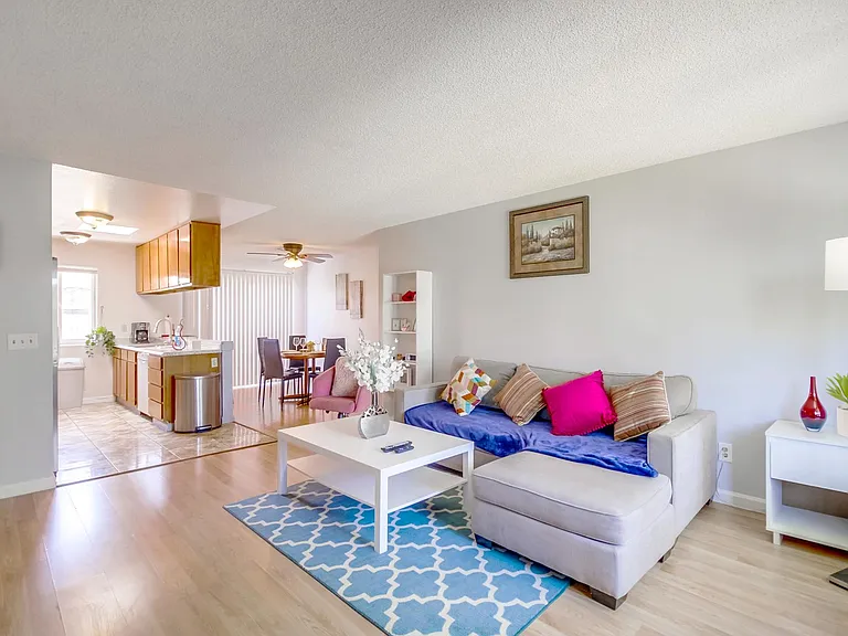 Sink into our plush, comfy couch and enjoy watching your favorite movies