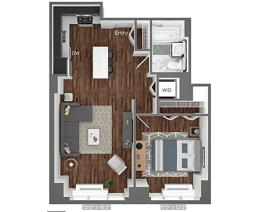 Floor plan A1-412-612-667sq
