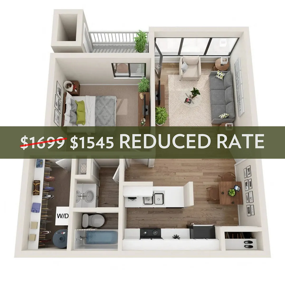 Floor plan 1BR/1BA