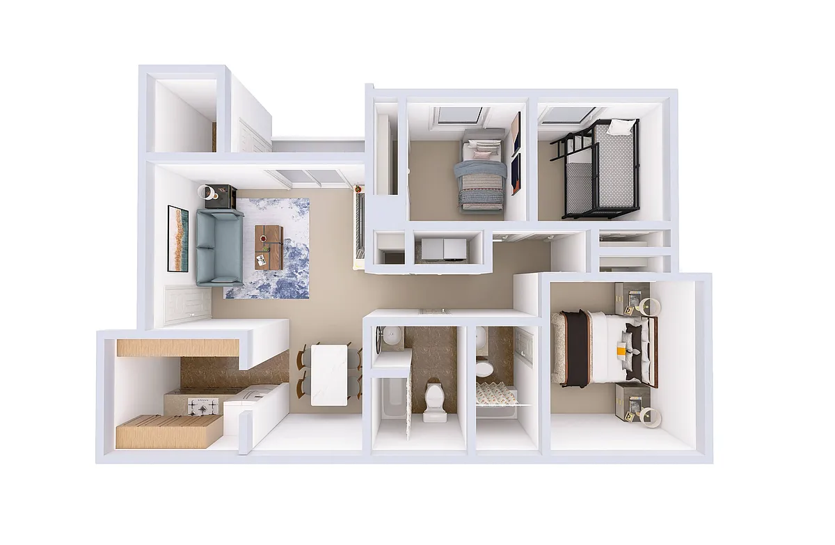Floor plan 3 Bedroom, 2 Bath