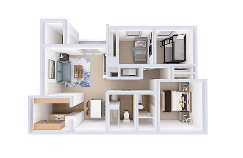 Floor plan 3 Bedroom, 2 Bath