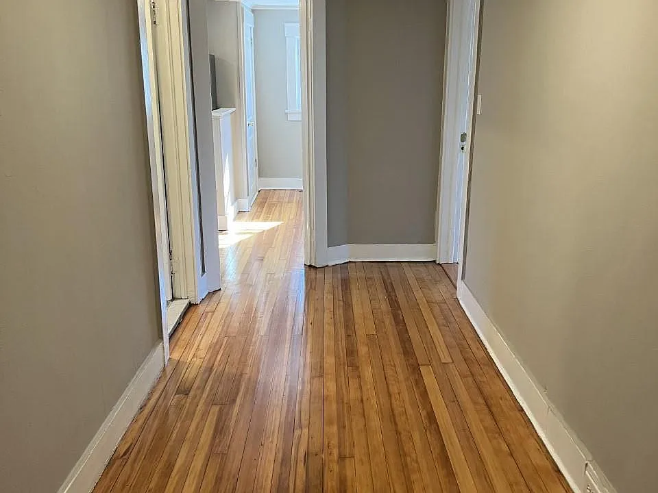 Entryway with hardwood floors through out