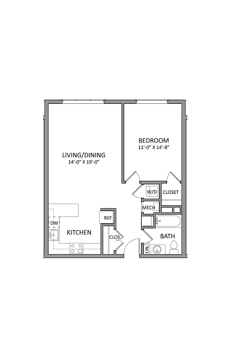 Floor plan Flats at 131 A1B | 1 Bed | 1 Bath