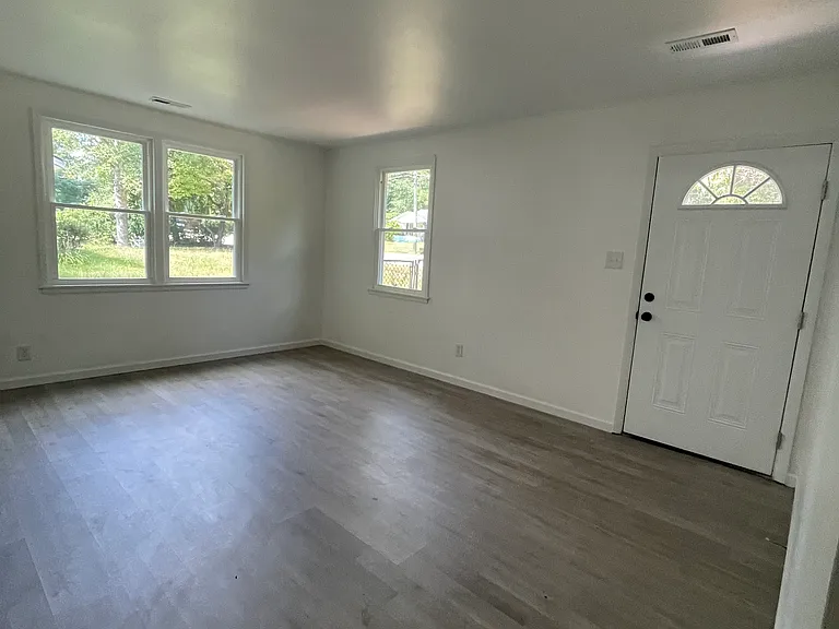 front door, living room