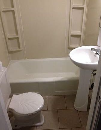 Newly renovated bathroom with ceramic tile