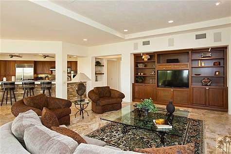 Great Room with new built-in, TV, and electronics.