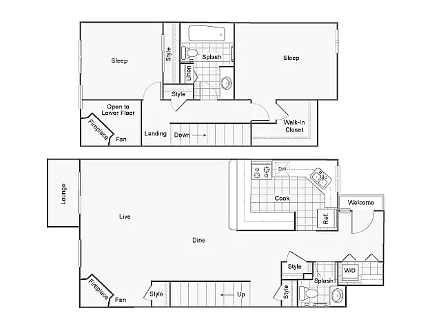 Floor plan 1523 Renovated Townhome