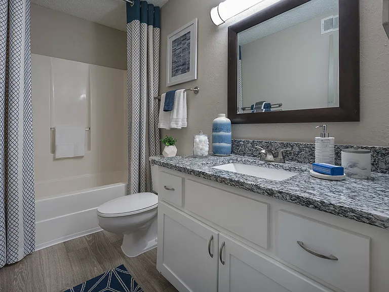 Bathroom with granite countertop