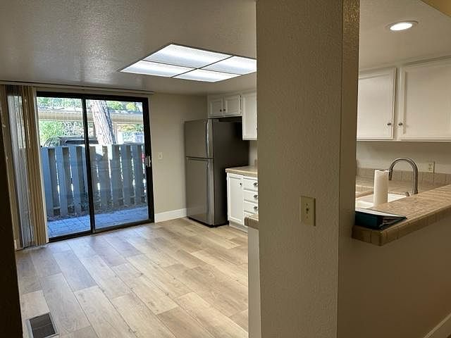 View from kitchen to private back patio.