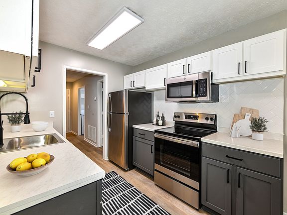 Kitchen with stainless steel appliances